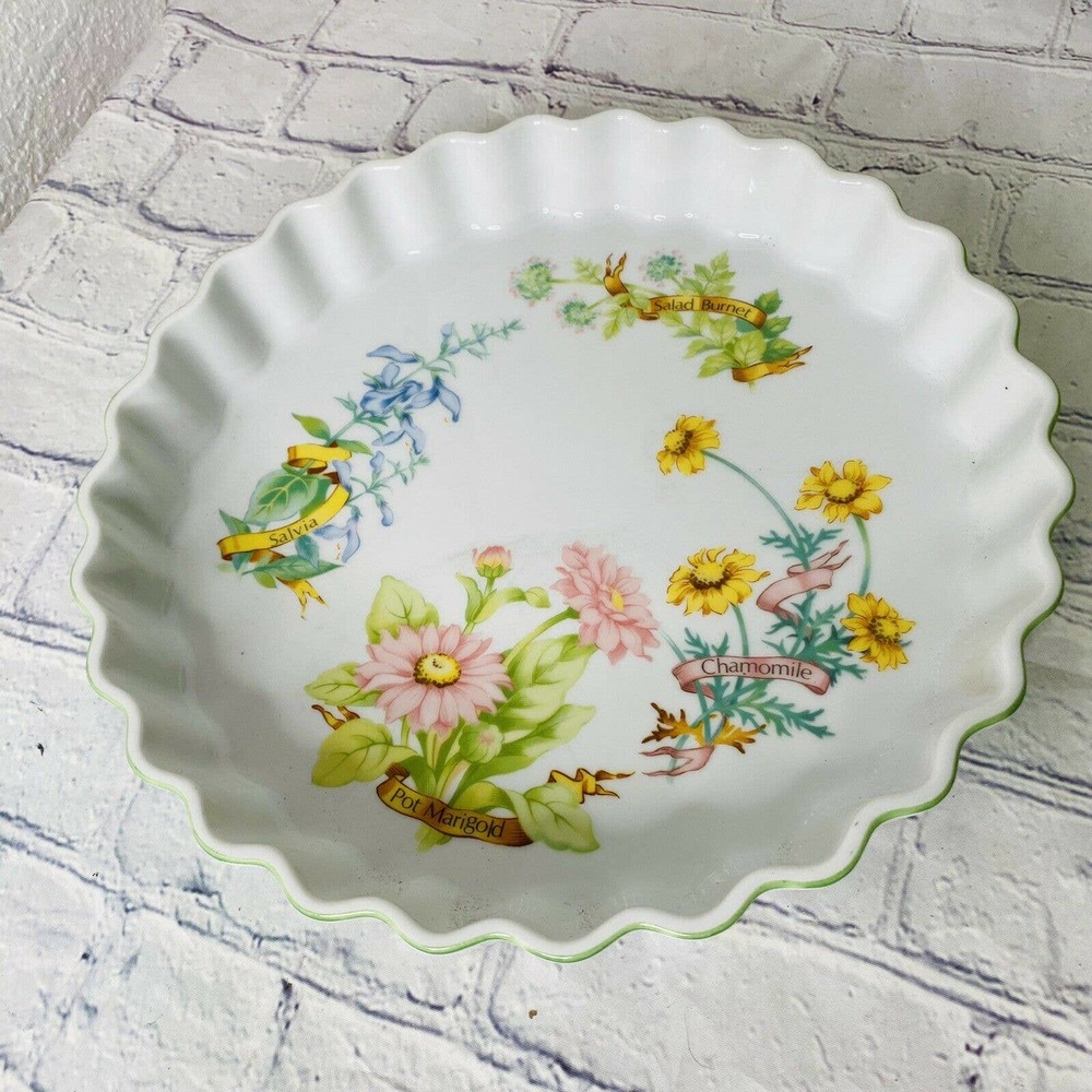 Vintage Le Cuisine quiche tart dish oven bakeware toscany collection herb design